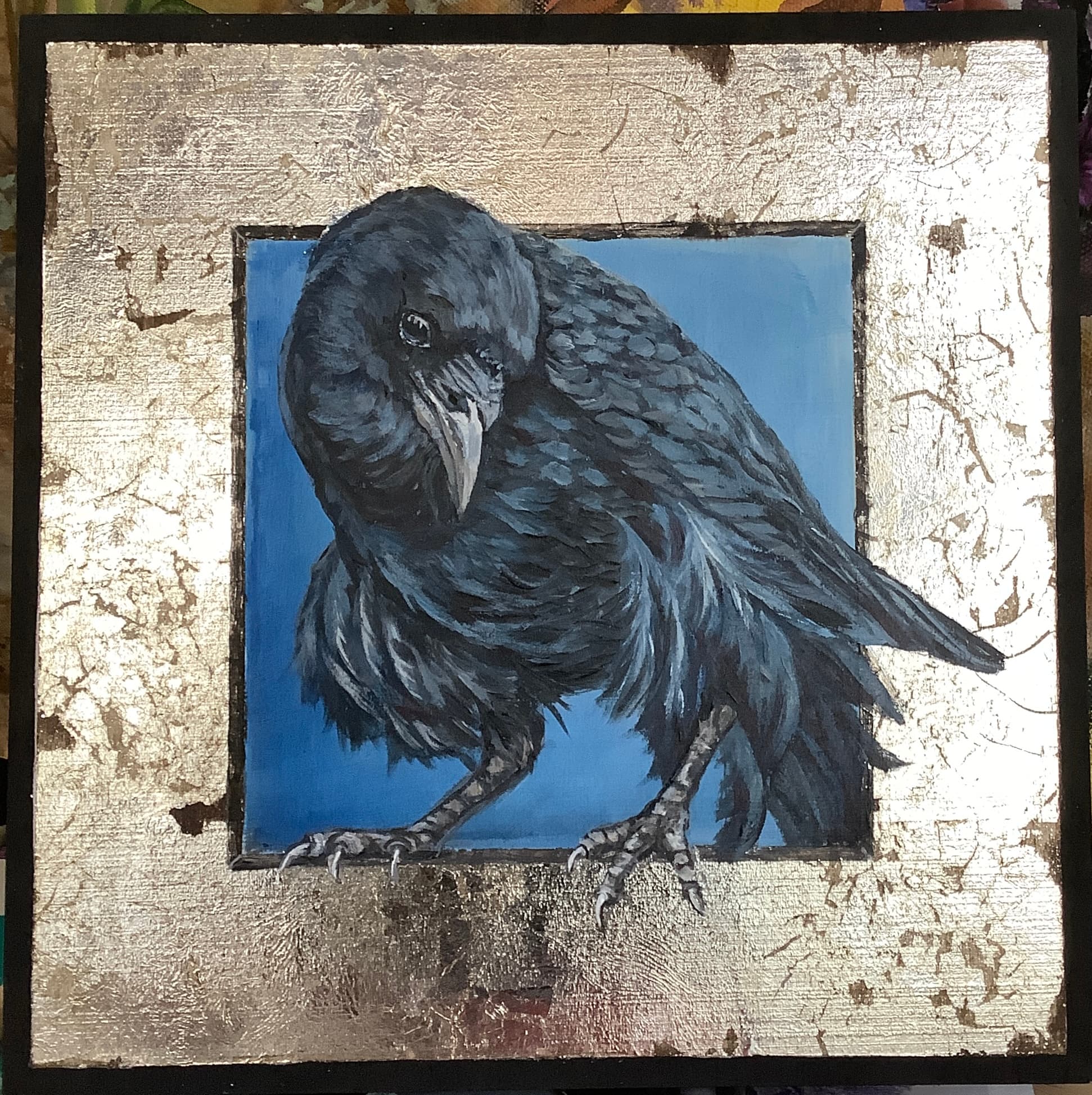 Raven on Blue